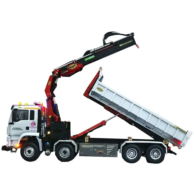 1/14 Truck remote control model Metal toy hydraulic ro-ro truck crane full unloa