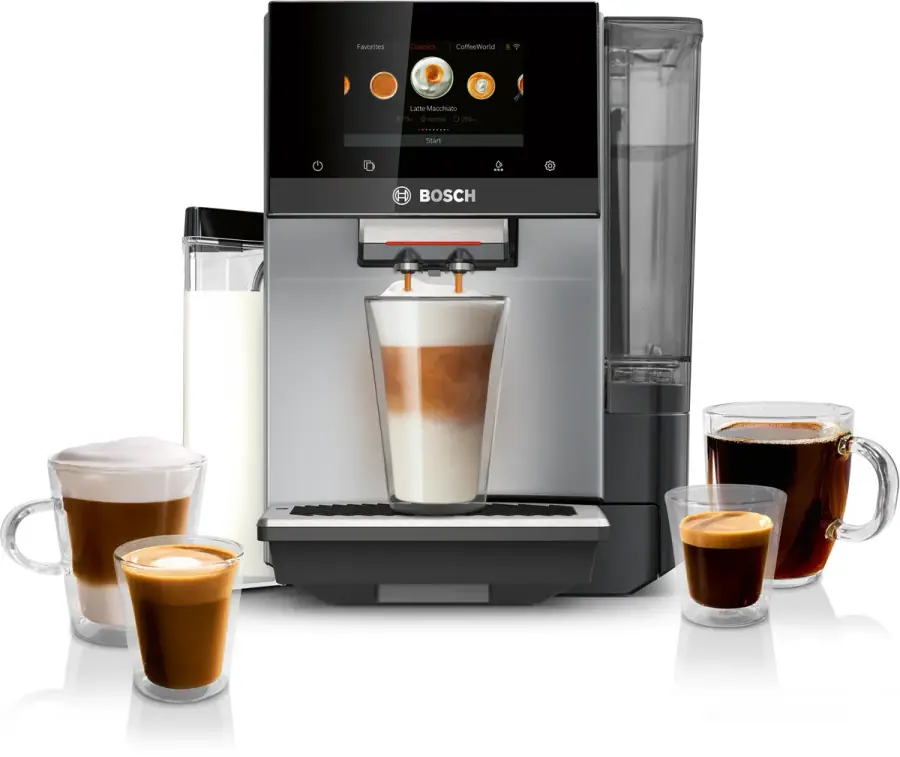 800 Series Fully Automatic Espresso Machine VeroCafe Silver, Removable Water Tank TQU60307