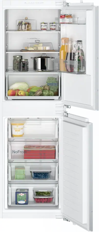 KI85NNFE0G iQ100 Built-in fridge-freezer with freezer at bottom 177.2 x 54.1 cm flat hinge