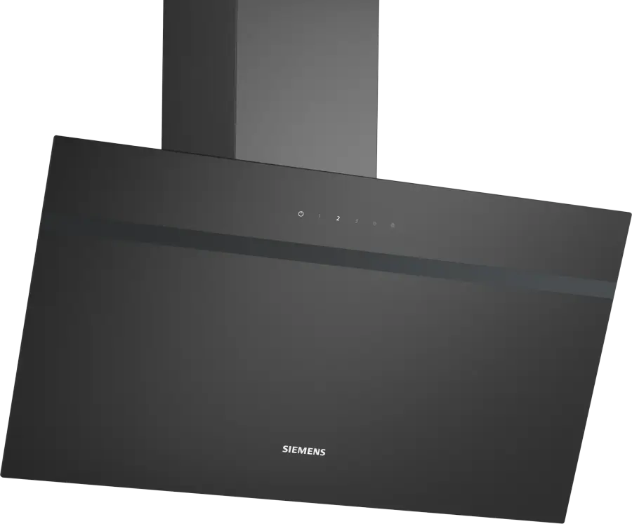 LC85KDK60B iQ100 Wall-mounted cooker hood 80 cm clear glass black printed, Black