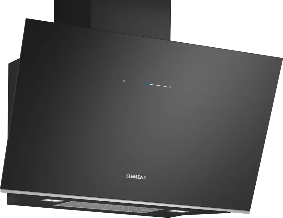 LC91KLT60B iQ700 Wall-mounted cooker hood 90 cm clear glass black printed, Black