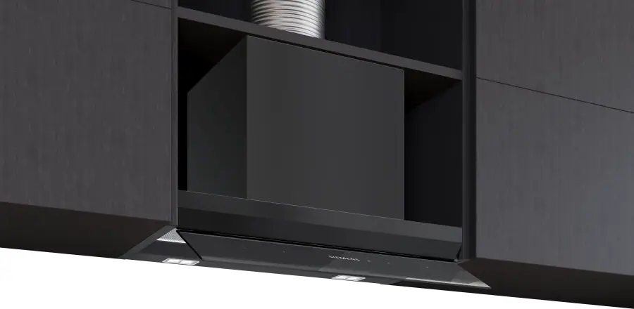 LJ68BET60B iQ700 Integrated Design Hood 60 cm clear glass black printed, Matt black