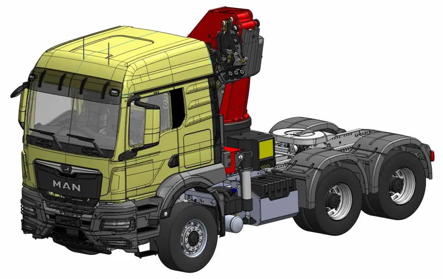 TGS, 3-axle semitrailer tractor, Palfinger loading crane