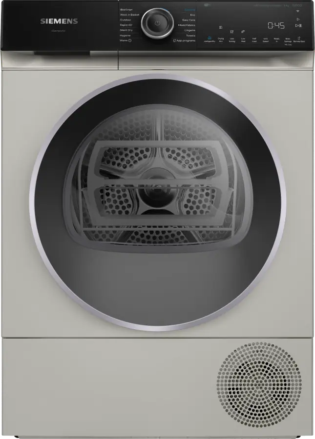 WQ46H2DXGB iQ500 Heat pump tumble dryer 9 kg Silver inox