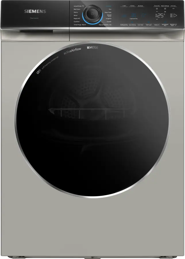 WR47B2CSGB iQ700 Heat pump tumble dryer 9 kg Silver inox